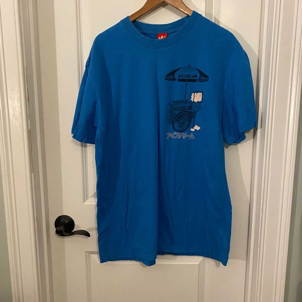 Icecream Blue Short-Sleeve Graphic Tee with Icecream Cart Print